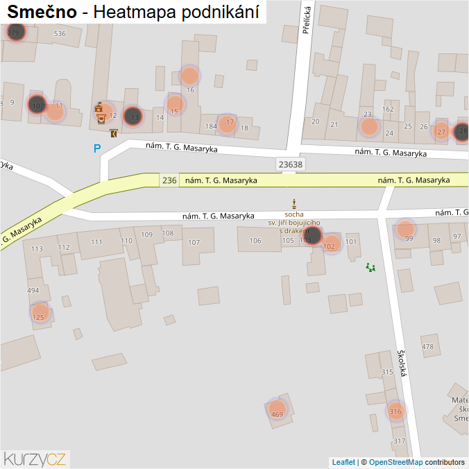 Mapa Smečno - Firmy v obci.