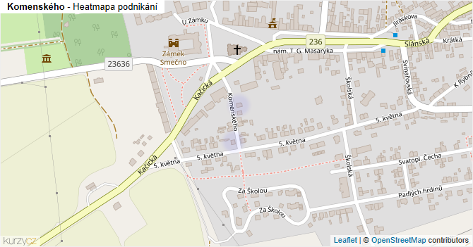 Komenského - mapa podnikání