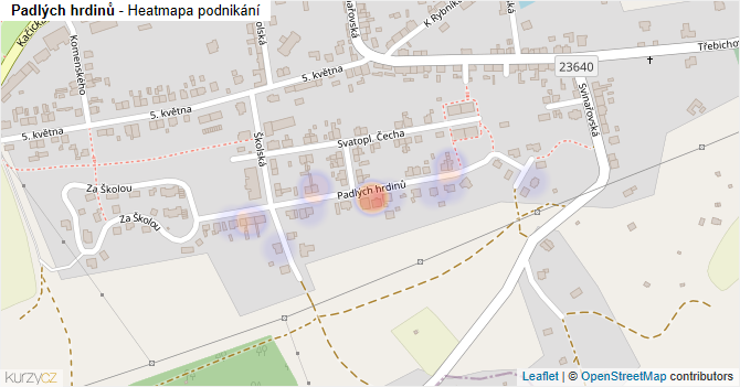 Padlých hrdinů - mapa podnikání
