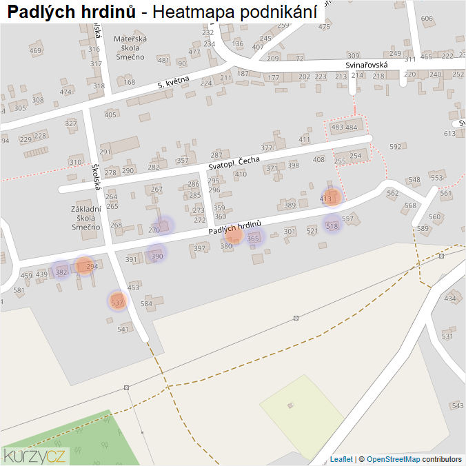 Mapa Padlých hrdinů - Firmy v ulici.
