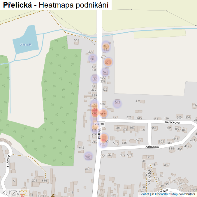 Mapa Přelícká - Firmy v ulici.