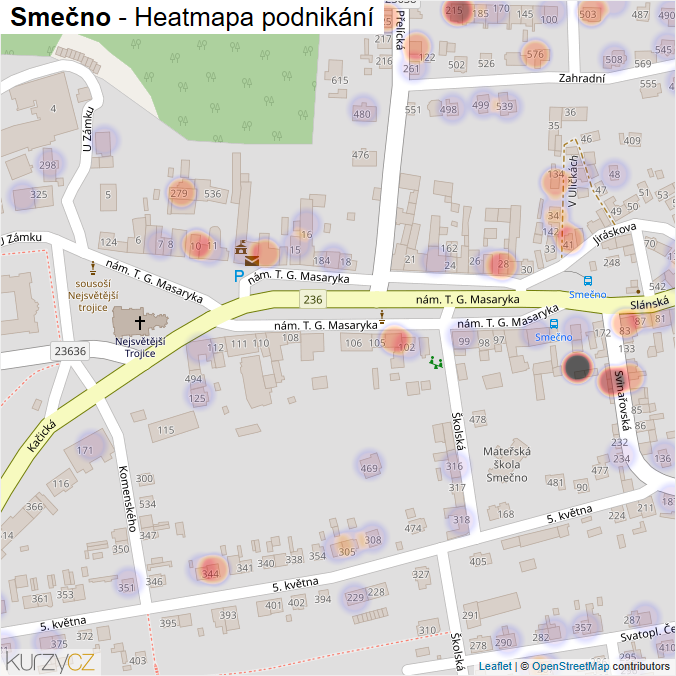 Mapa Smečno - Firmy v části obce.