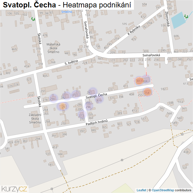 Mapa Svatopl. Čecha - Firmy v ulici.