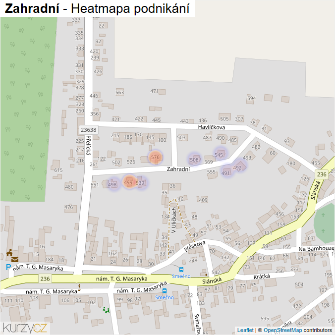 Mapa Zahradní - Firmy v ulici.