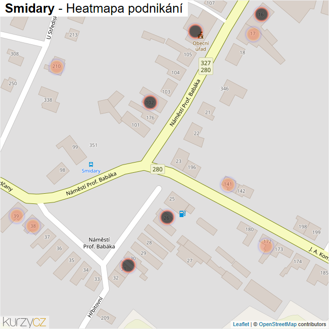 Mapa Smidary - Firmy v obci.