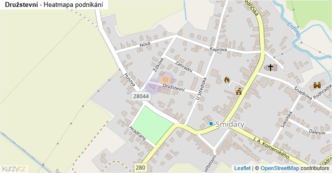 Družstevní - mapa podnikání