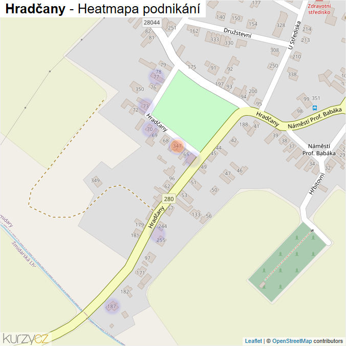 Mapa Hradčany - Firmy v ulici.