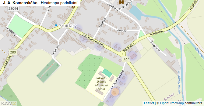 J. A. Komenského - mapa podnikání