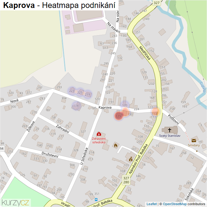 Mapa Kaprova - Firmy v ulici.