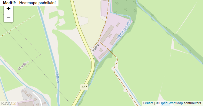 Medříč - mapa podnikání
