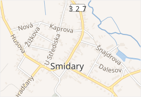 Náměstí Prof. Babáka v obci Smidary - mapa ulice