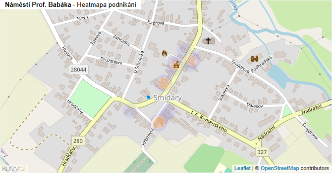 Náměstí Prof. Babáka - mapa podnikání