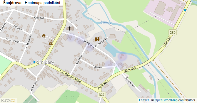 Šnajdrova - mapa podnikání