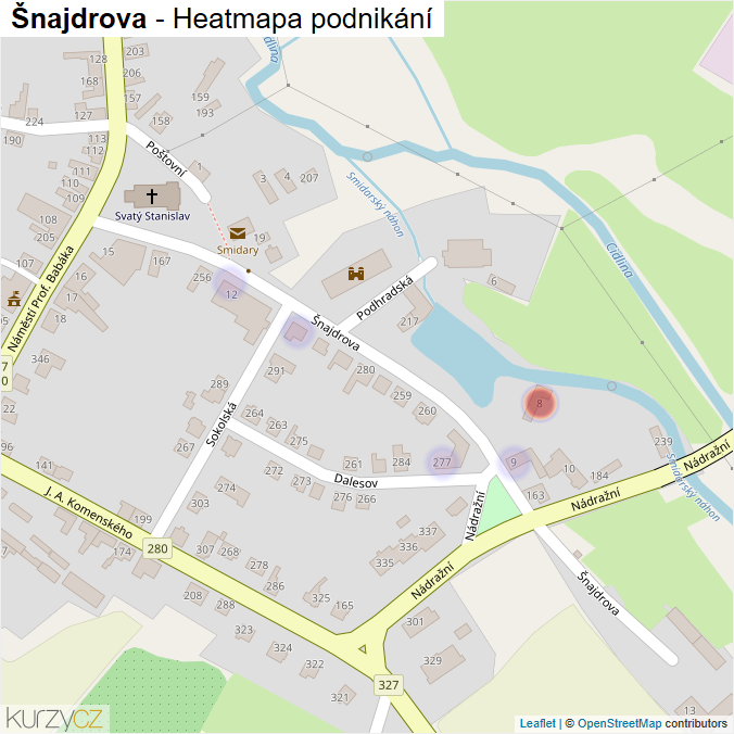 Mapa Šnajdrova - Firmy v ulici.