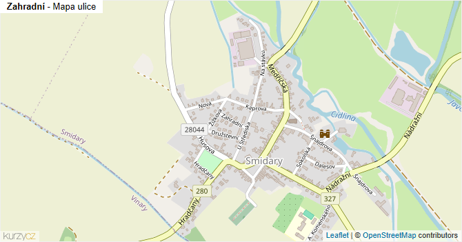 Zahradní - mapa ulice
