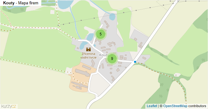 Kouty - mapa firem