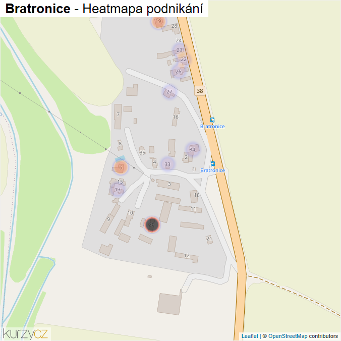 Mapa Bratronice - Firmy v části obce.