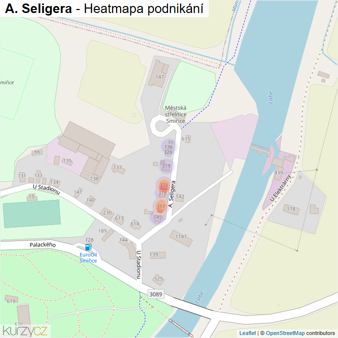 Mapa A. Seligera - Firmy v ulici.