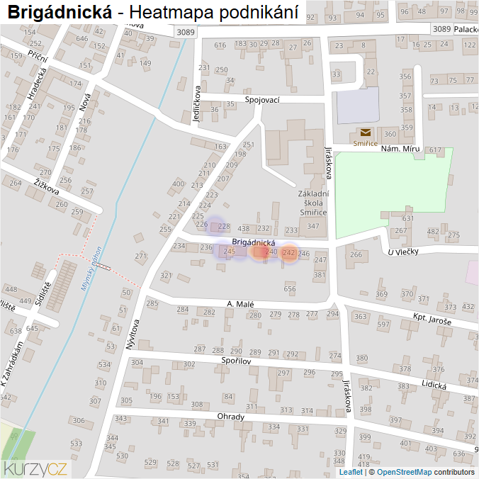 Mapa Brigádnická - Firmy v ulici.