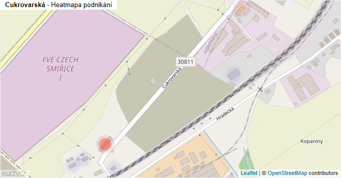 Cukrovarská - mapa podnikání