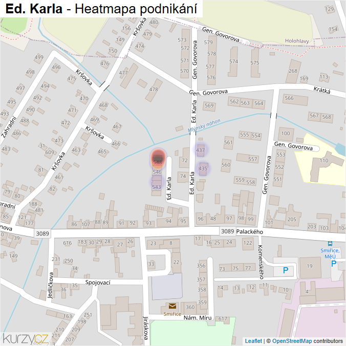 Mapa Ed. Karla - Firmy v ulici.