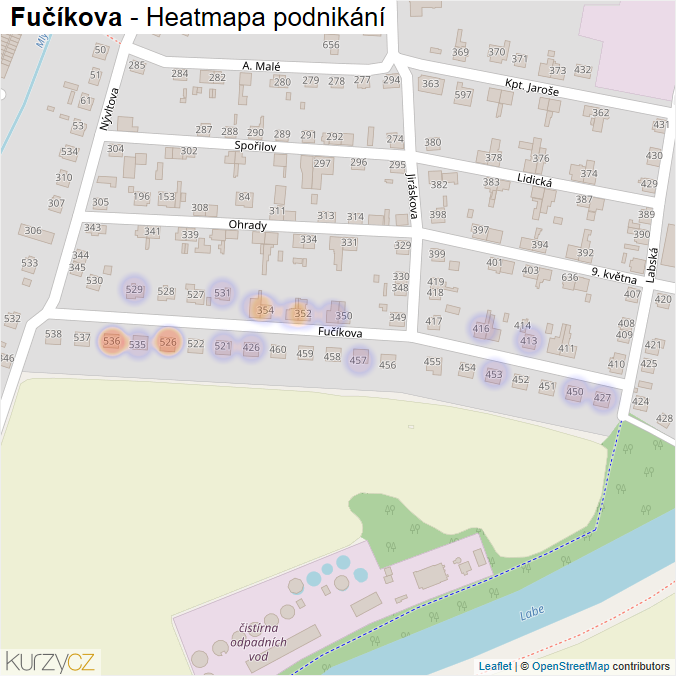 Mapa Fučíkova - Firmy v ulici.