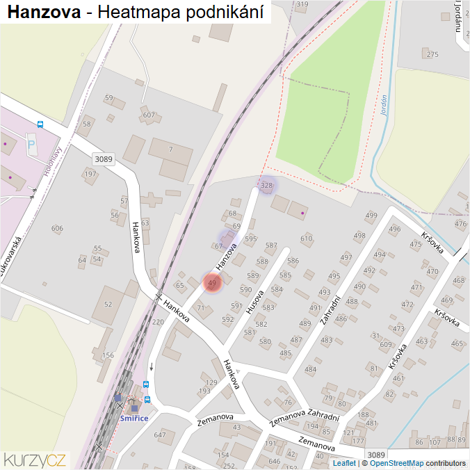 Mapa Hanzova - Firmy v ulici.
