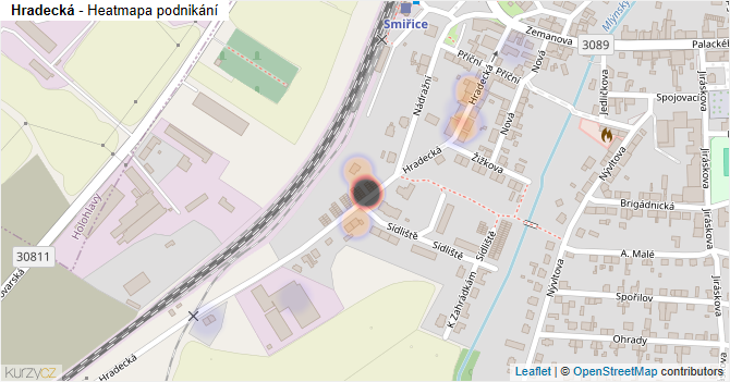 Hradecká - mapa podnikání