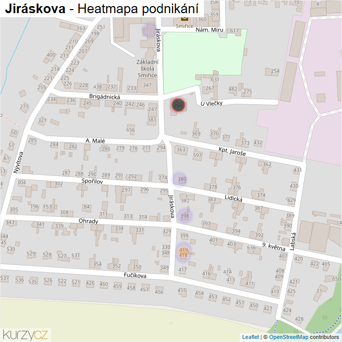 Mapa Jiráskova - Firmy v ulici.