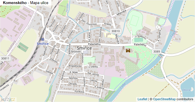 Komenského - mapa ulice