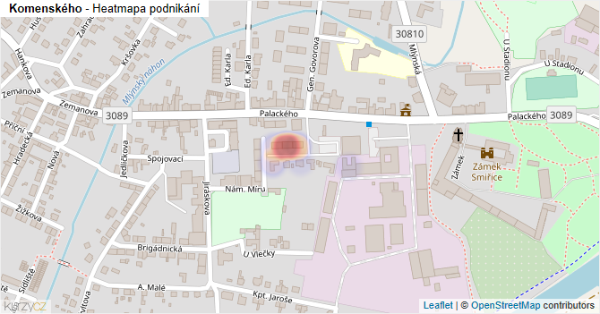 Komenského - mapa podnikání