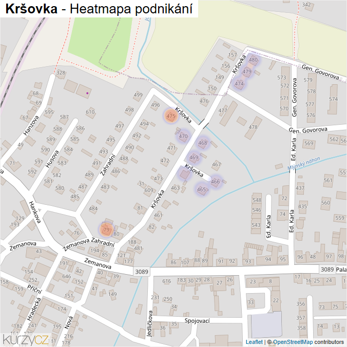 Mapa Kršovka - Firmy v ulici.