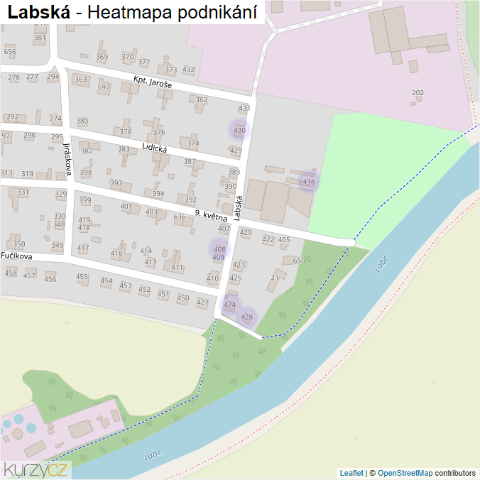 Mapa Labská - Firmy v ulici.