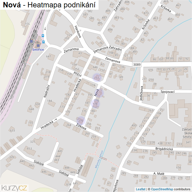 Mapa Nová - Firmy v ulici.