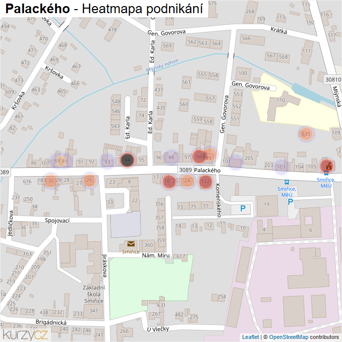 Mapa Palackého - Firmy v ulici.