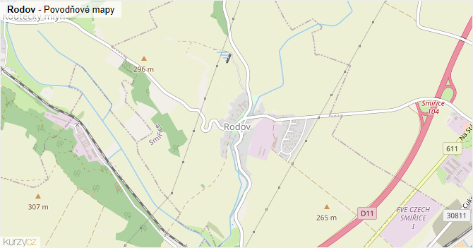 Rodov - záplavové mapy stoleté vody