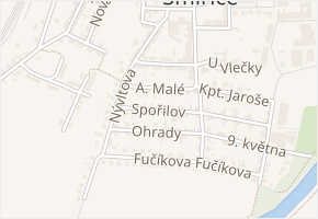 Spořilov v obci Smiřice - mapa ulice