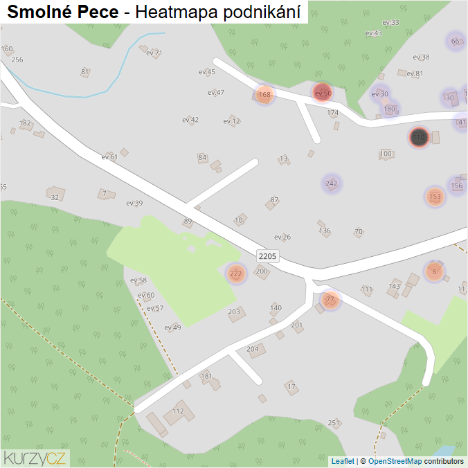 Mapa Smolné Pece - Firmy v části obce.