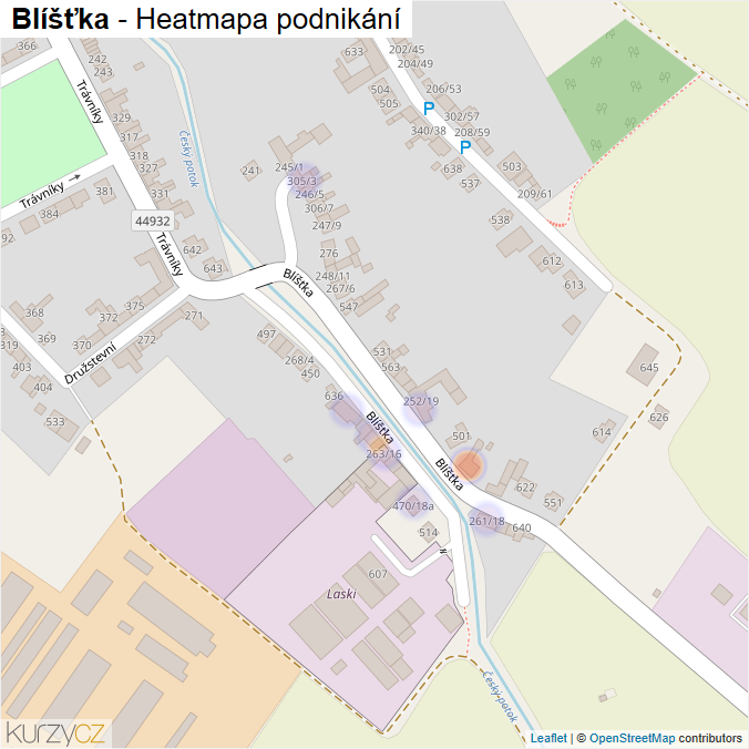Mapa Blíšťka - Firmy v ulici.