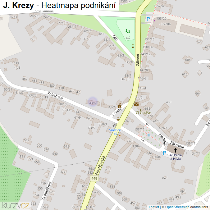 Mapa J. Krezy - Firmy v ulici.