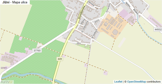 Jižní - mapa ulice