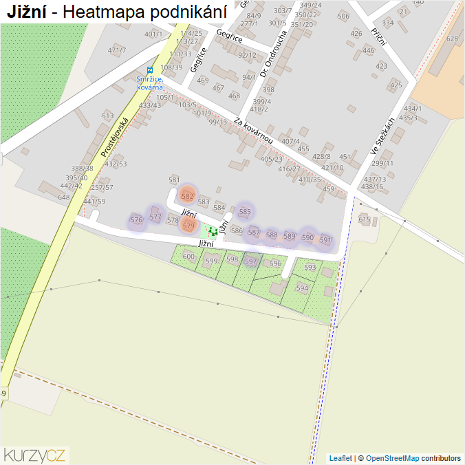 Mapa Jižní - Firmy v ulici.
