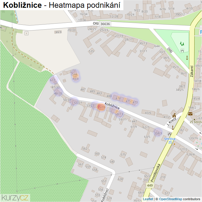 Mapa Kobližnice - Firmy v ulici.