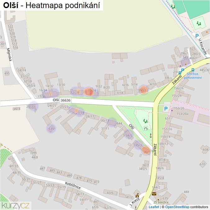 Mapa Olší - Firmy v ulici.