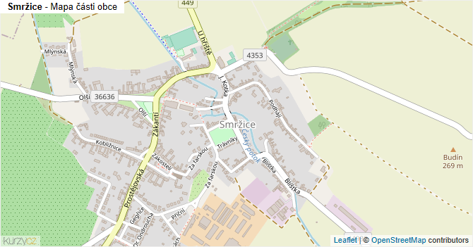 Smržice - mapa části obce