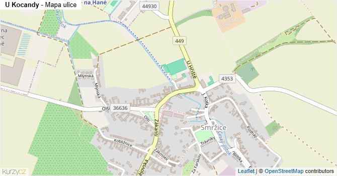U Kocandy - mapa ulice