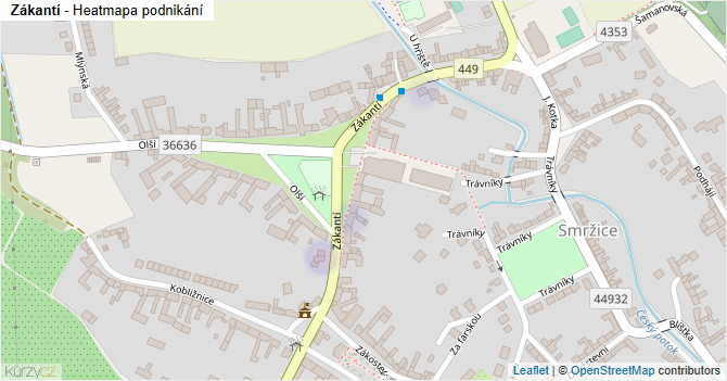 Zákantí - mapa podnikání