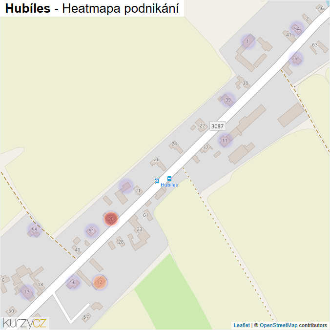 Mapa Hubíles - Firmy v části obce.