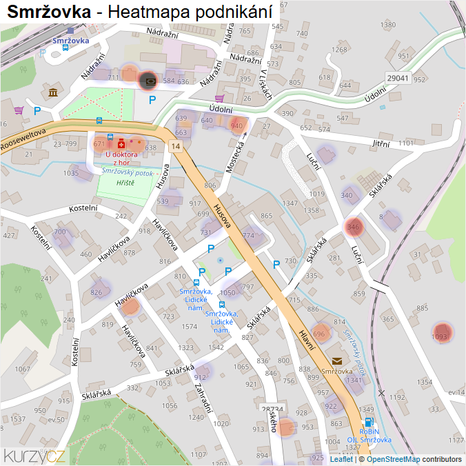 Mapa Smržovka - Firmy v obci.