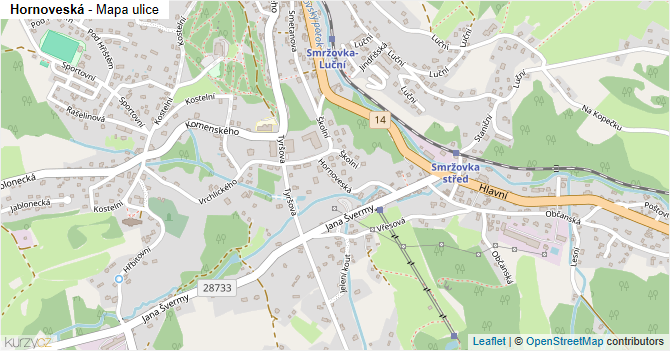 Hornoveská - mapa ulice